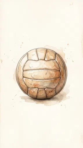 Vintage Watercolor Leather Volleyball Illustration