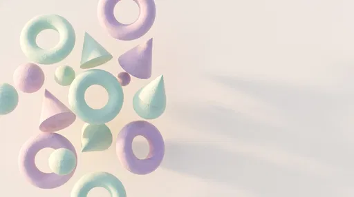 Floating Pastel Geometric Shapes Background