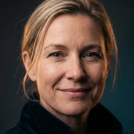 Close-Up Portrait of Smiling Middle-Aged Woman