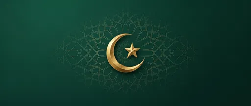 Gold Islamic Crescent on Emerald Green
