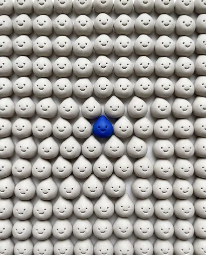 Grid of Smiling Clay Drops