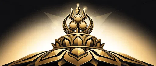 Golden Buddhist Triratna Symbol on Lotus Pedestal