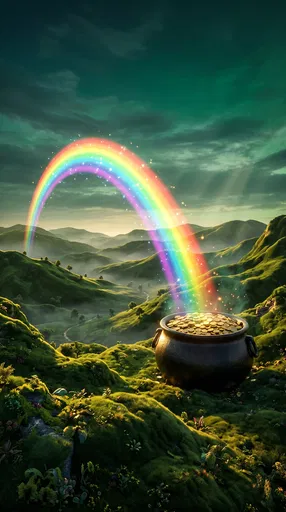 Glowing Rainbow and Pot of Gold