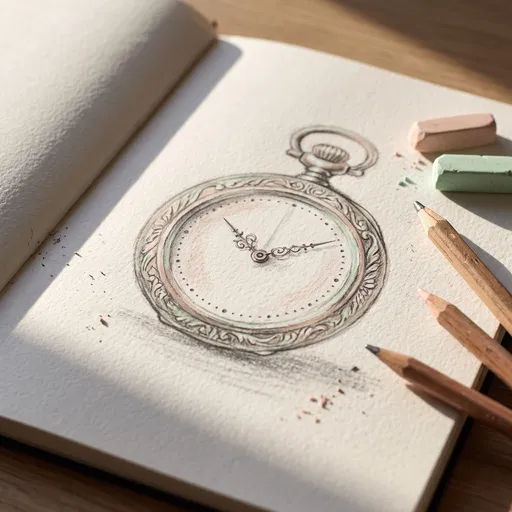 Pastel Sketch of Antique Pocket Watch