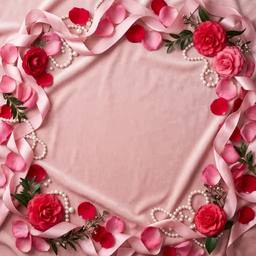 Romantic Pink Ribbon and Camellia Frame
