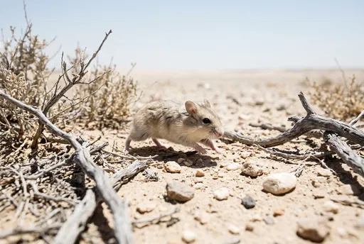 Desert Hamster Running Through Dry Scrub