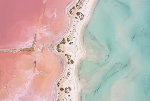Aerial View of Pink and Turquoise Lakes