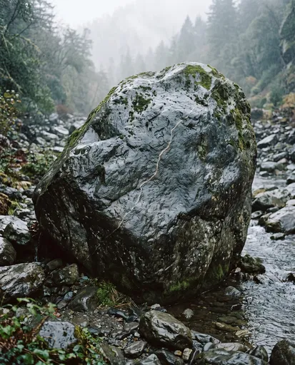 Wet Creek Boulder With Mineral Vein