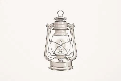 Vintage Camping Lantern Ink and Marker Illustration