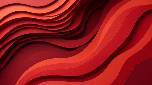 Layered Red Paper Cut Waves Background