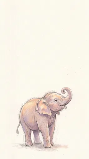 Pastel Drawing of Baby Elephant