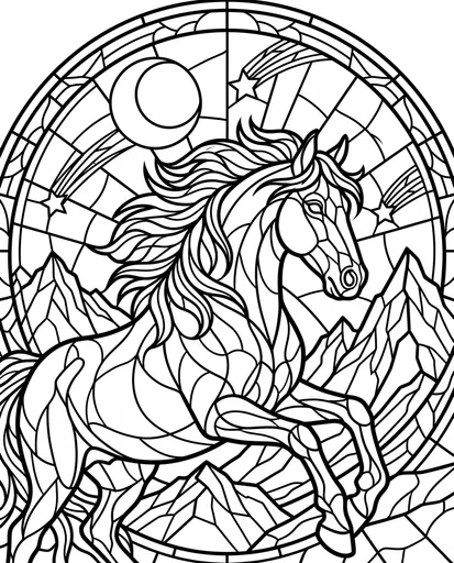 Stained Glass Mustang Coloring Page