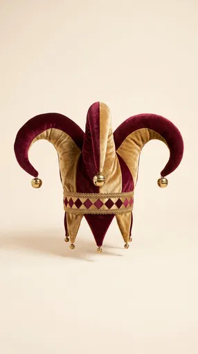 Burgundy and Gold Velvet Jester Hat