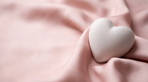 White Ceramic Heart on Pink Silk