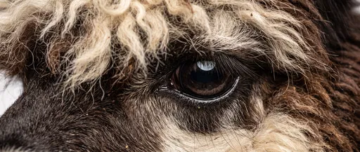 Macro Close-Up of Brown Alpaca Eye