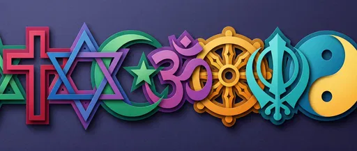 Colorful Paper Cut World Religion Symbols