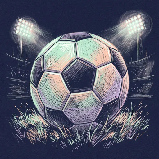 Pastel Colored Pencil Soccer Ball Illustration
