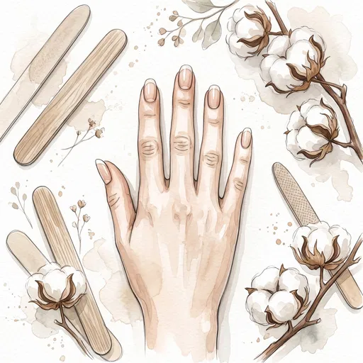 Watercolor Hand Manicure and Cotton