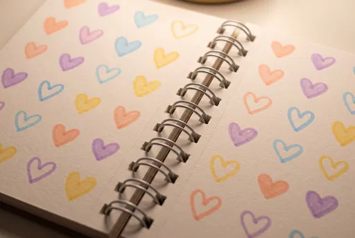 Spiral Sketchbook Filled With Pastel Heart Doodles