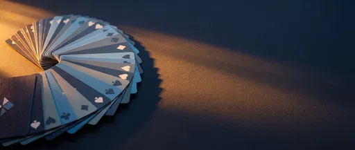 Fanned Blue Playing Cards in Warm Light