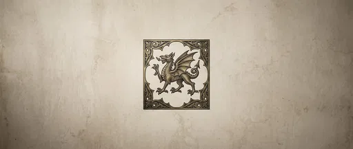 Medieval Heraldic Dragon Emblem on Parchment