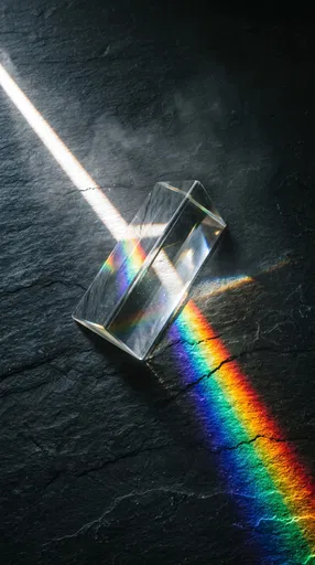 Glass Prism Refracting Light on Dark Slate