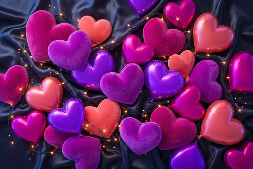 Velvet and Balloon Hearts on Satin