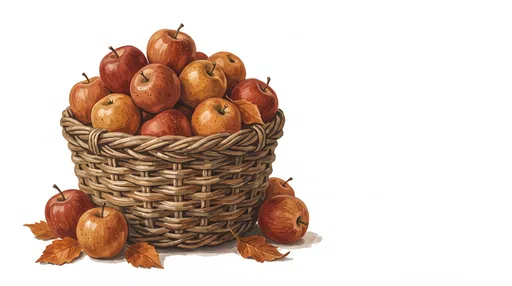 Woven Basket of Autumn Apples Illustration