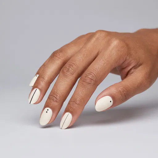 Minimalist Ivory Matte Almond Nail Art