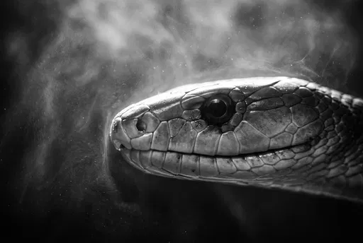Monochrome Macro Profile of Snake Head