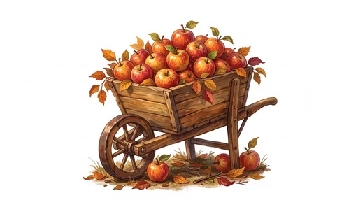 Rustic Wheelbarrow Full of Autumn Apples