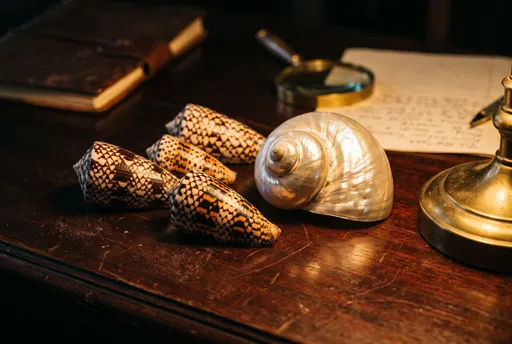 Patterned Cone and Turbo Shells on Desk