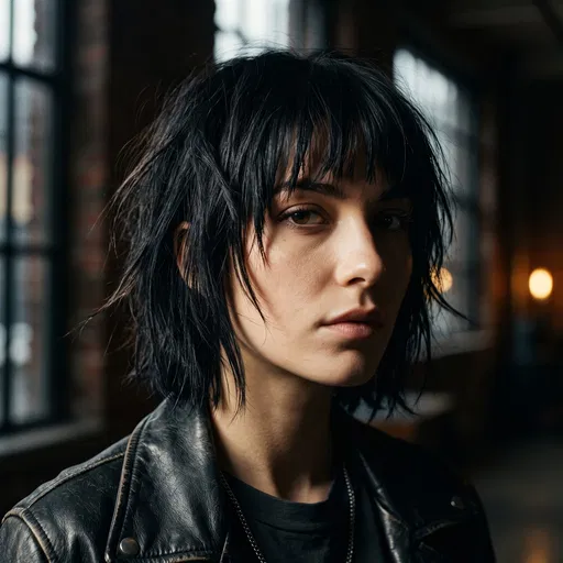 Woman With Choppy Black Bob