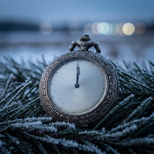 Vintage Pocket Watch on Frosted Pine