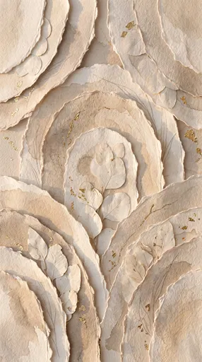 Neutral Paper Collage with Pressed Leaves