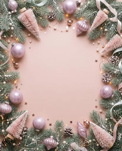 Pastel Pink and Lilac Christmas Border