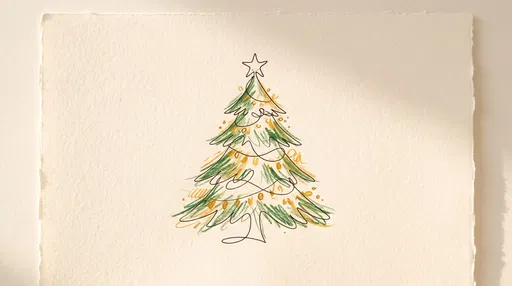 Minimalist Christmas Tree Sketch on Paper