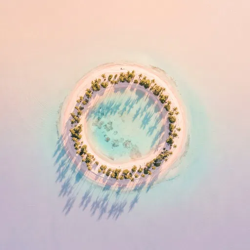 Aerial View of Pastel Tropical Atoll