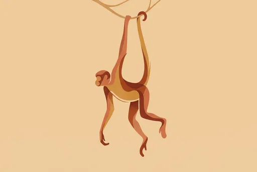 Minimalist Spider Monkey Hanging Illustration
