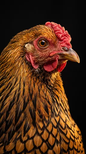 Studio Portrait of Golden-Laced Wyandotte Hen