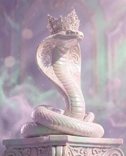 Iridescent Porcelain King Cobra Sculpture