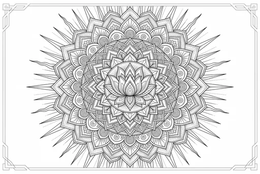 Black and White Lotus Mandala Coloring Page