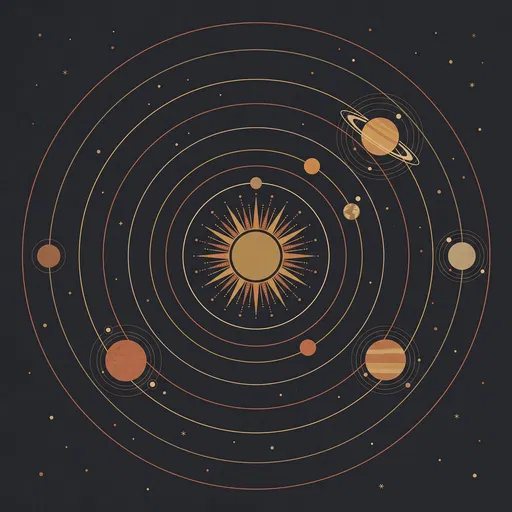 Minimalist Warm Tone Solar System Illustration