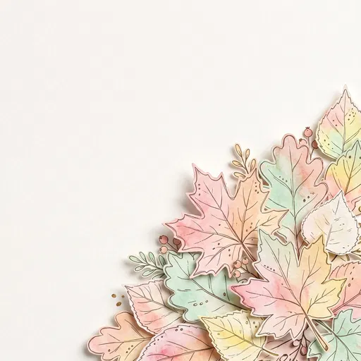 Pastel Watercolor Paper Fall Leaves Corner