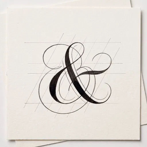 Calligraphic Ampersand with Pencil Guides
