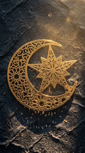 Gold Crescent Moon and Star Ornament