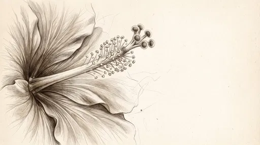 Sepia Pencil Hibiscus Macro Drawing