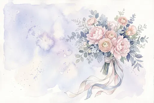 Watercolor Bridal Bouquet With Pastel Peonies
