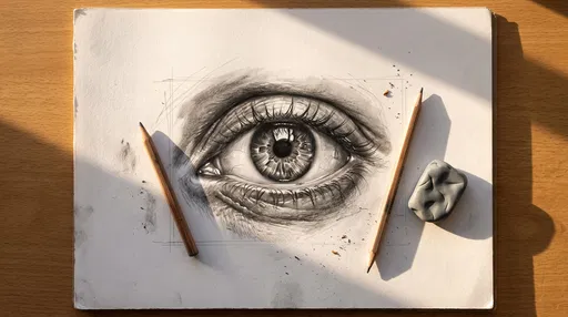 Realistic Graphite Eye Sketch on Paper