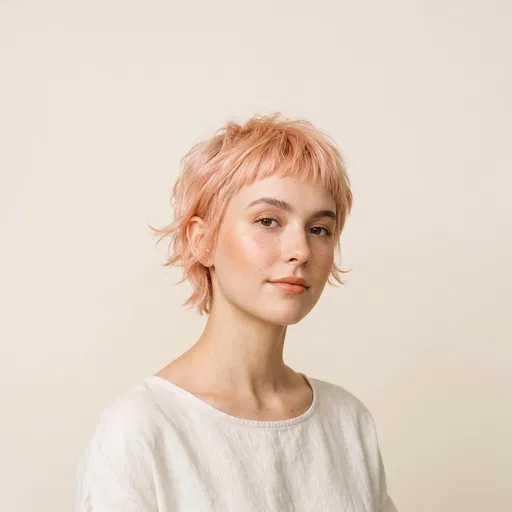 Woman With Pastel Peach Pixie Cut